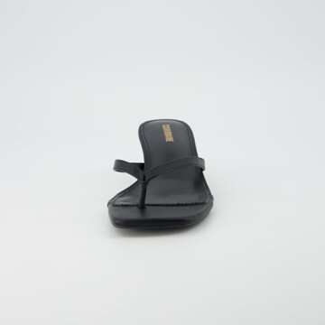 CUSHIONAIRE Women's Miami Kitten heel thong sandals +Memory Foam, Wide Widths Available, Ebony 6