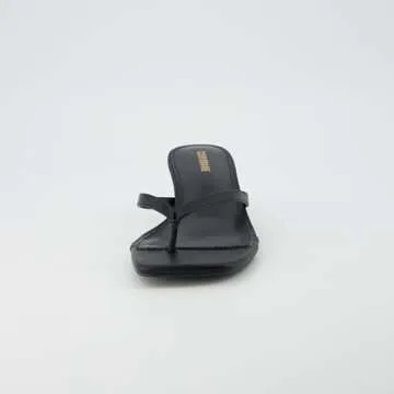 CUSHIONAIRE Women's Miami Kitten heel thong sandals +Memory Foam, Wide Widths Available, Ebony 6