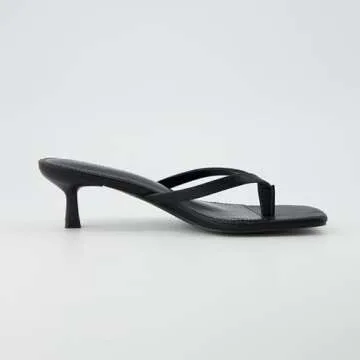 CUSHIONAIRE Women's Miami Kitten heel thong sandals +Memory Foam, Wide Widths Available, Ebony 6