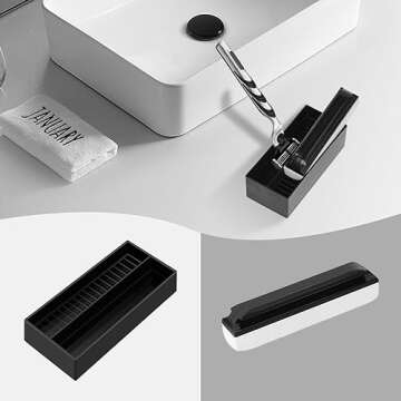 quskay Beard Cleaning and Holder Set Cleaning Tool, 1 Original sized Beard Cleaning and 1 Beard Cleaning Holder, Use Beard Trimmings for Men Bathroom Sink and Countertops Cleaning (A)