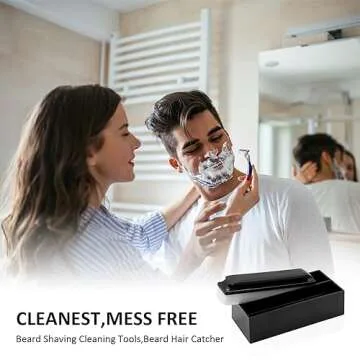 quskay Beard Cleaning and Holder Set Cleaning Tool, 1 Original sized Beard Cleaning and 1 Beard Cleaning Holder, Use Beard Trimmings for Men Bathroom Sink and Countertops Cleaning (A)