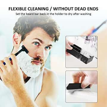 quskay Beard Cleaning and Holder Set Cleaning Tool, 1 Original sized Beard Cleaning and 1 Beard Cleaning Holder, Use Beard Trimmings for Men Bathroom Sink and Countertops Cleaning (A)