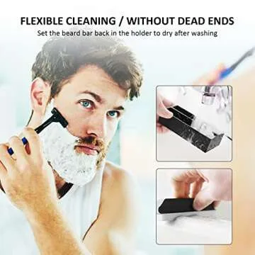 quskay Beard Cleaning and Holder Set Cleaning Tool, 1 Original sized Beard Cleaning and 1 Beard Cleaning Holder, Use Beard Trimmings for Men Bathroom Sink and Countertops Cleaning (A)