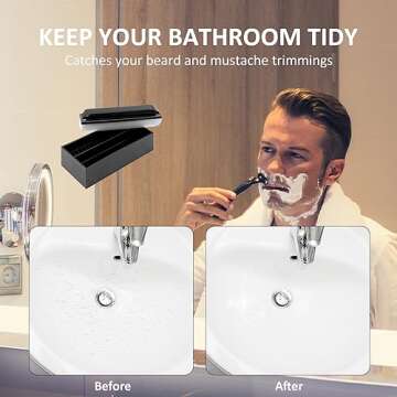 quskay Beard Cleaning and Holder Set Cleaning Tool, 1 Original sized Beard Cleaning and 1 Beard Cleaning Holder, Use Beard Trimmings for Men Bathroom Sink and Countertops Cleaning (A)