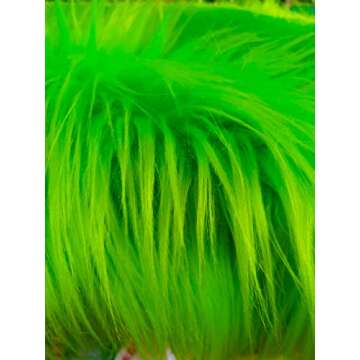 10" X 20" Inches Green Faux Fur Fabric Square Patches for Crafts, Sewing, Costumes, Seat Pads Craft Furr