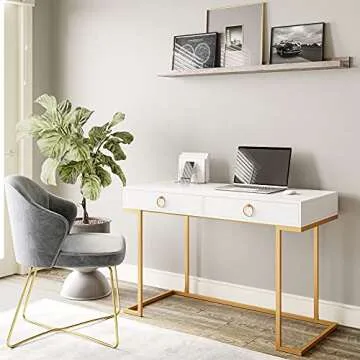Stylish BELLEZE 2 Drawer Vanity Desk for Makeup & Work