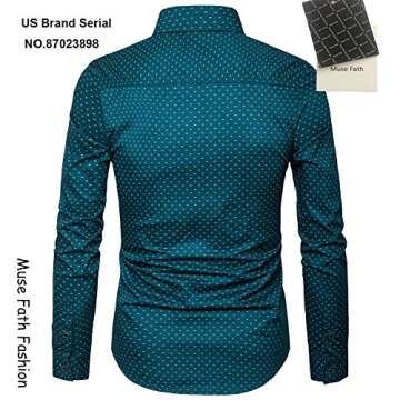 MUSE FATH Men’s Printed Dress Shirt-Cotton Casual Long Sleeve Shirt-Button Down Point Collar Shirt...