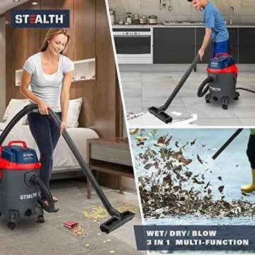 Stealth 5 Gallon Wet Dry Vacuum with Blower and Drain Port