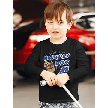 Official Paw Patrol Chase Boys 4th Birthday Toddler Kids Long Sleeve T-Shirt 4T Black