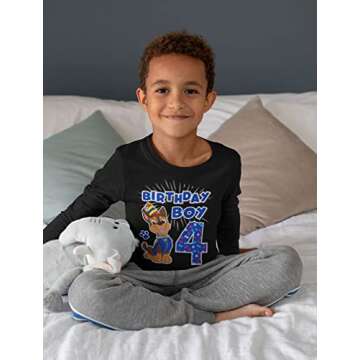 Official Paw Patrol Chase Boys 4th Birthday Toddler Kids Long Sleeve T-Shirt 4T Black
