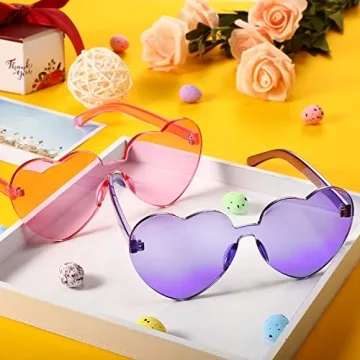 Maxdot Heart Shape Rimless Sunglasses in Vibrant Colors
