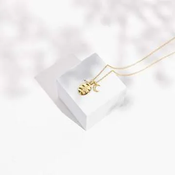 PAVOI 14K Gold Plated Cubic Zirconia - 11.6mm North Star Pendant Paved - 14K Yellow Gold Plated Moon with Polished Shell Pearl