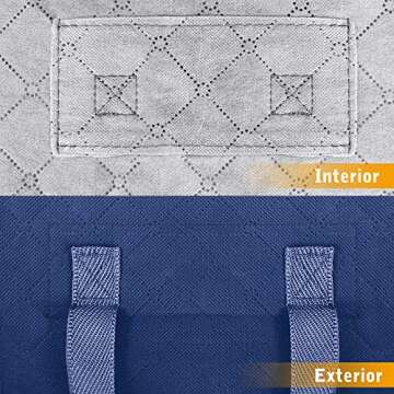 Clothes Storage Bag 4 Pack Large 90L Comforter Storage Bags with Sturdy Zipper, Blue Storage Bags with Foldable Reinforced Handle Thick Fabric for Blankets, Comforters, Bedding, Clear Window