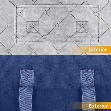 Clothes Storage Bag 4 Pack Large 90L Comforter Storage Bags with Sturdy Zipper, Blue Storage Bags with Foldable Reinforced Handle Thick Fabric for Blankets, Comforters, Bedding, Clear Window