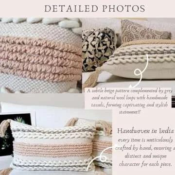 Heavenera Handmade Bohemian Beige Pillow Covers 18x18