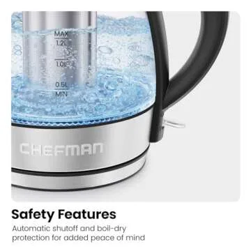 CHEFMAN 1.2L Electric Kettle with Infuser & Auto Shut Off