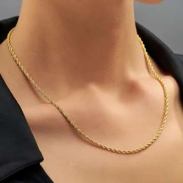 Lifetime Jewelry 24k Gold Rope Chain 2mm Necklace