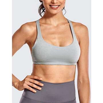 CRZ YOGA Women's Strappy Sports Bra - Criss Cross Back Padded Low Impact Sexy Cute Workout Yoga Bra ...
