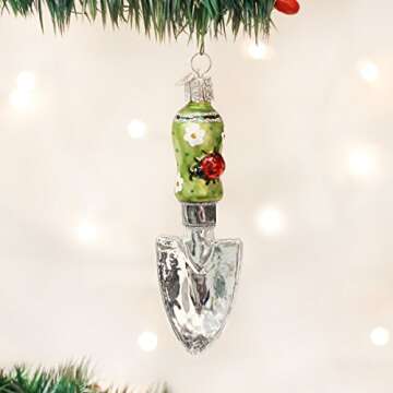 Old World Christmas Garden Shovel Trowel Glass Blown Ornament - Unique Gift for Garden Lovers