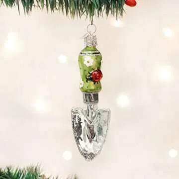 Old World Christmas Garden Shovel Trowel Glass Blown Ornament - Unique Gift for Garden Lovers