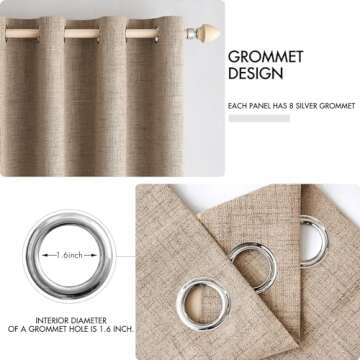 MIULEE 100% Blackout Linen Textured Curtains for Bedroom Solid Thermal Insulated Copper Brown Grommet Room Darkening Curtains & Drapes Luxury Decor for Living Room Nursery 52 x 108 Inch (2 Panels)