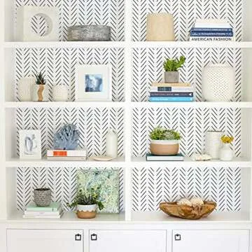 Orainege Black and White Peel and Stick Wallpaper Herringbone Contact Paper for Bathroom 17.7 in x 118.1 in Black Chevron Removable Wall Paper Peel and Stick Modern Geometric Self Adhesive Wallpaper