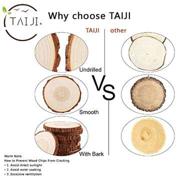 16 Pcs 3.5"-4" Unfinished Natural Wood Slices Circles with Bark for Coasters DIY Crafts Christmas Ornaments Rustic Wedding Decorations Centerpiece