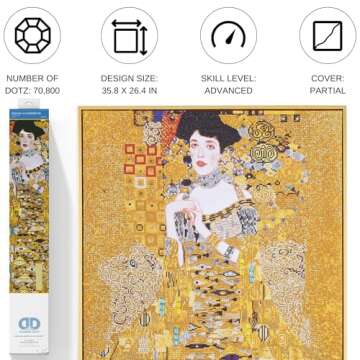 Diamond Dotz Woman in Gold Diamond Painting Kits for Adults - Relaxing Craft with Dotz Gems 36x26