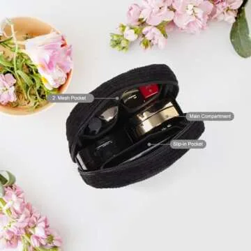 Cute Makeup Bag for Women - Monogram Personalized Initial Makeup Bags Cosmetic Pouch Make Up Case for Women Her Best Friend Friendship Sister Teacher, Birthday Gifts for Women (Letter M, Black)