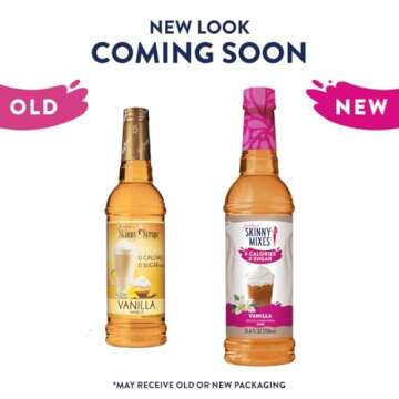 Jordan's Skinny Syrups Sugar Free Coffee Syrup, Vanilla Flavor Drink Mix, Zero Calorie Flavoring for...