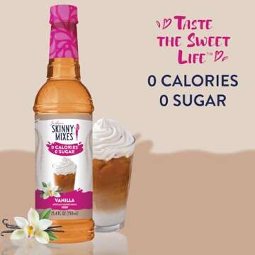 Jordan's Skinny Syrups Sugar Free Coffee Syrup, Vanilla Flavor Drink Mix, Zero Calorie Flavoring for Chai Latte, Protein Shake, Food, Gluten Free, Keto Friendly, 25.4 Fl Oz, 1 Pack