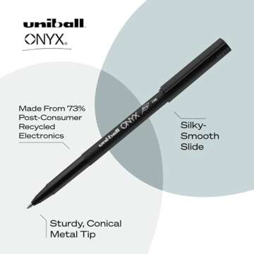 uni-ball Onyx Roller Ball Pen - Fine 0.7mm Black Ink