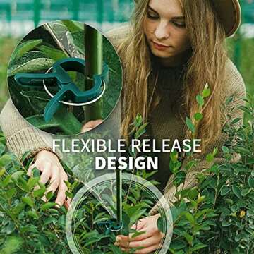 Plant Clips, Tomato Clips for Plant Support 40 PC -Green Gentle Gardening Plant & Flower Lever Loop Gripper Clips, Tool for Supporting or Straightening Plant Stems, Stalks, and Vines, Garden Clips