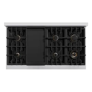 ZLINE 48" Double Oven Dual Fuel Range with Gold Accents