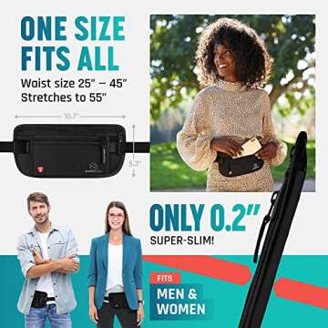 Hidden Money Belt for Travel for Men, Waist Wallet Anti Theft, RFID Passport Holder For Travel Men O...