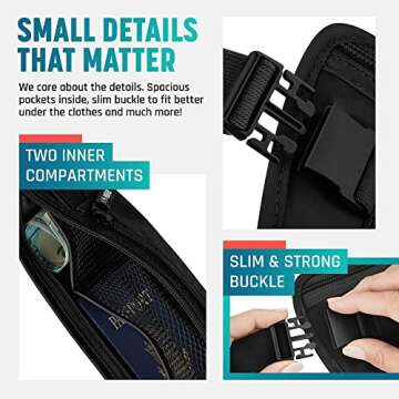Hidden Money Belt for Travel for Men, Waist Wallet Anti Theft, RFID Passport Holder For Travel Men Or Women, Money Pouch, RFID Passport Holder