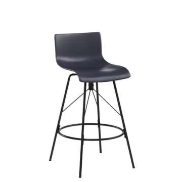 Awonde Black Bar Stools Set of 4 Swivel Bar Height Barstools with Backs Modern Kitchen Bar Chairs 30" Plastic Seat Metal Legs