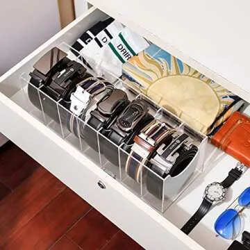 SupApollo Acrylic 7 Compartment Belt Organizer – Stylish Storage