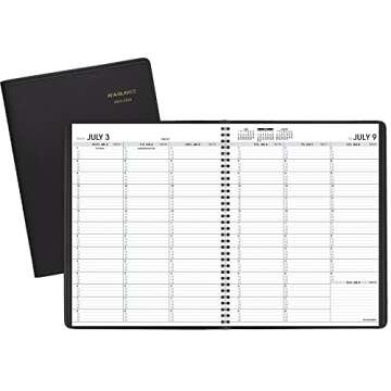 AT-A-GLANCE 2023-2024 Academic Appointment Book Planner, Weekly (Jul 2023-Aug 2024), Quarter-Hourly, 8-1/4" x 11", Large, Black (709570524)