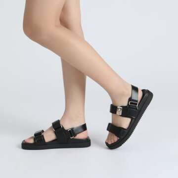 Rihero Women's Comfortable Adjustable Flat Sandals