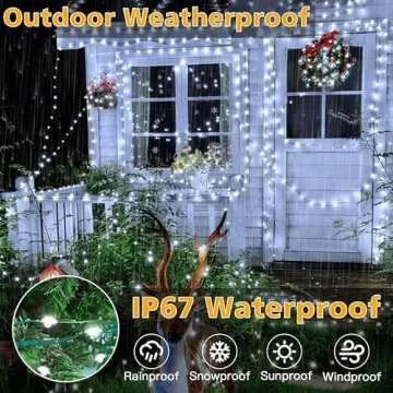 Ollny Christmas Lights, 198 FT 600 LED Outdoor Waterproof Plug in Christmas Tree Lights with 8 Modes Remote Timer, String Lights for House Yard Outside Indoor Xmas Decorations White