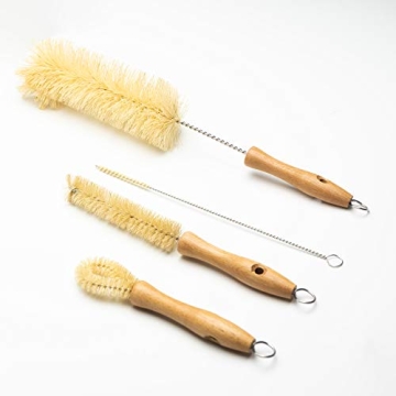 Eco-Friendly All Natural Bottle Brush Set for Kitchen Cleaning