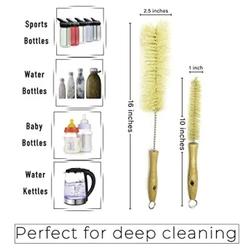 Eco-Friendly All Natural Bottle Brush Set for Kitchen Cleaning