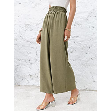 Eteviolet Boho Palazzo Pants High Waist Flowy Women
