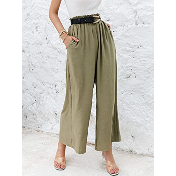 Eteviolet Boho Palazzo Pants High Waist Flowy Women