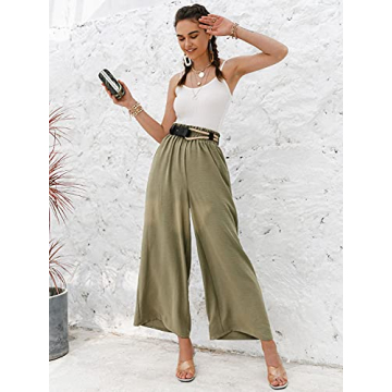Eteviolet Boho Palazzo Pants High Waist Flowy Women