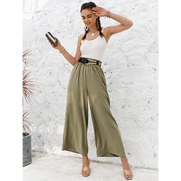 Eteviolet Boho Palazzo Pants High Waist Flowy Women