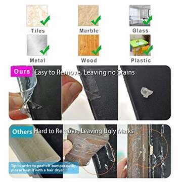 Edge Protector 100% Silicone, Baby Proofing Clear Table Corners Guards, Pre-Taped Adhesive Soft for Kids Proof Safety, Wall Furniture Bumper