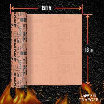 Traeger Grills Pink BBQ Butcher Paper Roll, 18" x 150' Keeps Meat Moist, Enhances Smoke Flavor, BAC427