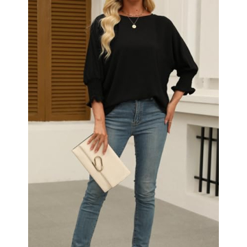 Trendy Black Puff Sleeve Blouses for Women